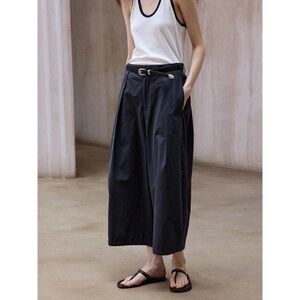 hemi blurr Cocoon Ease Pant in Navy Blue Indigo Marine Wide Leg Crop Trouser